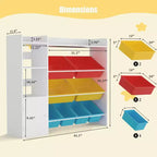 Contenitore per giocattoli per bambini, organizer con 8 contenitori rimovibili, libreria e portagiochi grande, con libreria per camera da letto, cameretta dei bambini, aula, asilo nido