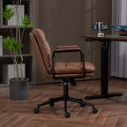 Sedia da scrivania Okak Mid Back, sedia da ufficio con braccioli imbottiti e ruote, sedia da computer per ufficio, sala giochi, studio