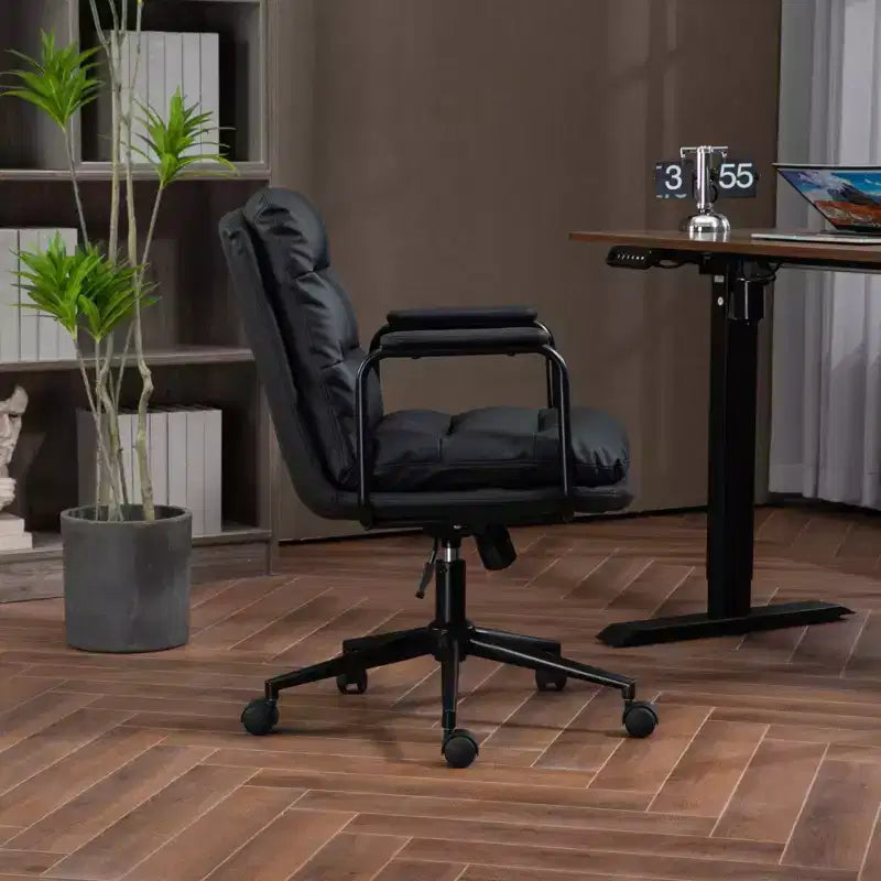 Sedia da scrivania Okak Mid Back, sedia da ufficio con braccioli imbottiti e ruote, sedia da computer per ufficio, sala giochi, studio