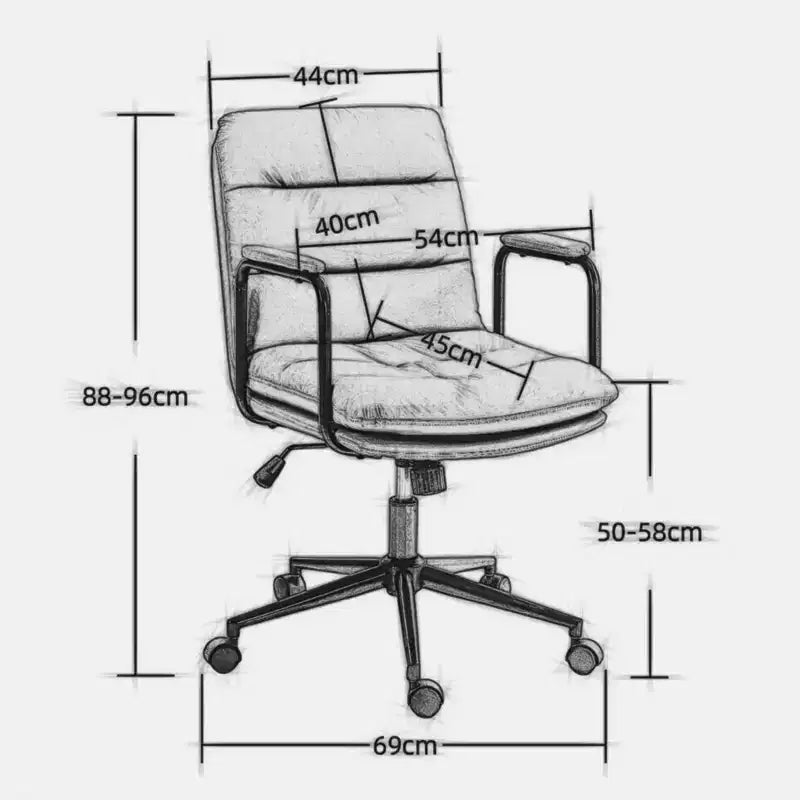Sedia da scrivania Okak Mid Back, sedia da ufficio con braccioli imbottiti e ruote, sedia da computer per ufficio, sala giochi, studio