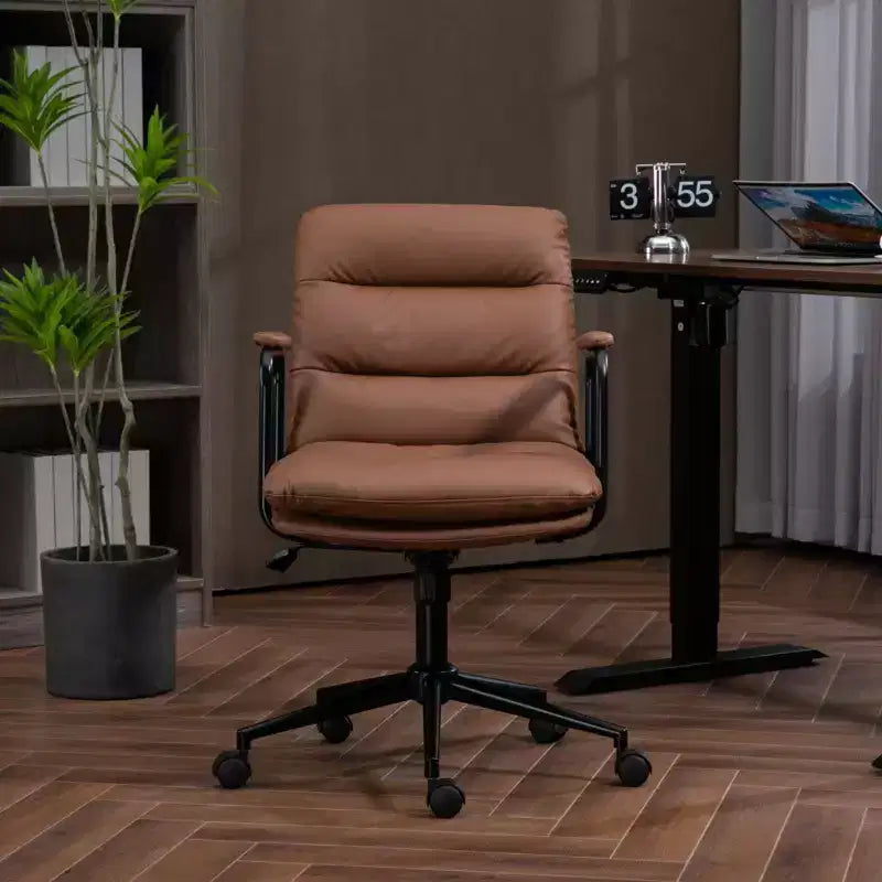 Sedia da scrivania Okak Mid Back, sedia da ufficio con braccioli imbottiti e ruote, sedia da computer per ufficio, sala giochi, studio