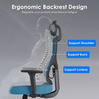 Okak Ergonomic Office Chair, Mesh Desk Chair with Headrest, Adjustable Lumbar Support and Armrests, High Back Gaming Chair for Office, Home
