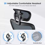 Okak Ergonomic Office Chair, Mesh Desk Chair with Headrest, Adjustable Lumbar Support and Armrests, High Back Gaming Chair for Office, Home