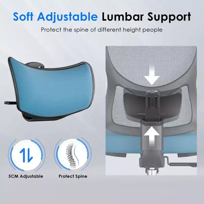Okak Ergonomic Office Chair, Mesh Desk Chair with Headrest, Adjustable Lumbar Support and Armrests, High Back Gaming Chair for Office, Home