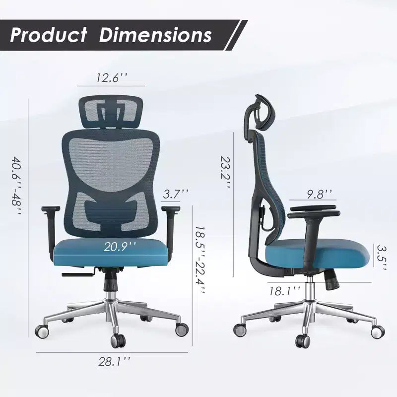 Okak Ergonomic Office Chair, Mesh Desk Chair with Headrest, Adjustable Lumbar Support and Armrests, High Back Gaming Chair for Office, Home