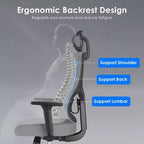 Okak Ergonomic Office Chair, Mesh Desk Chair with Headrest, Adjustable Lumbar Support and Armrests, High Back Gaming Chair for Office, Home