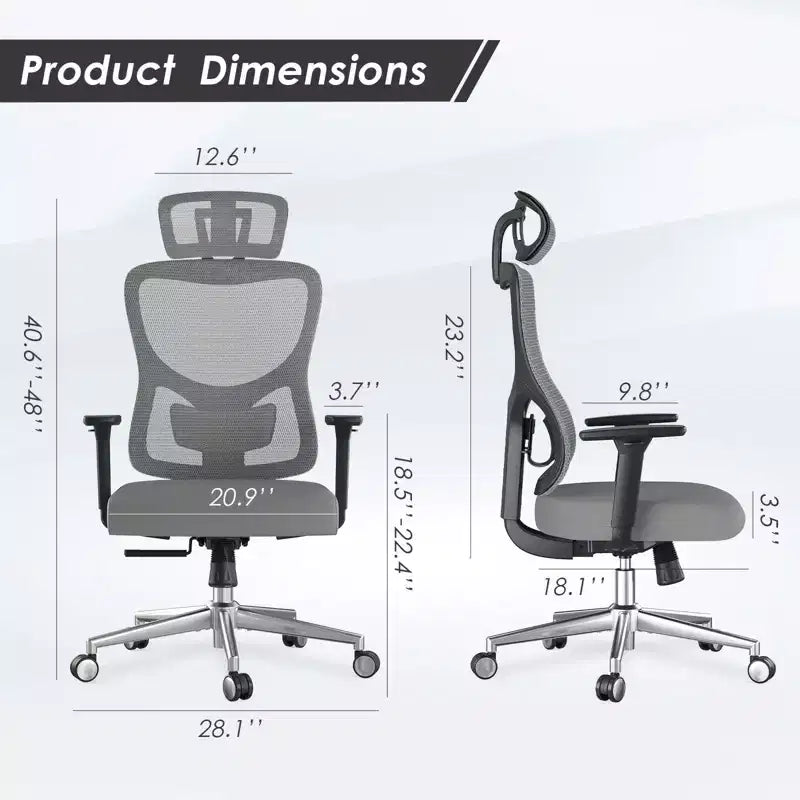Okak Ergonomic Office Chair, Mesh Desk Chair with Headrest, Adjustable Lumbar Support and Armrests, High Back Gaming Chair for Office, Home
