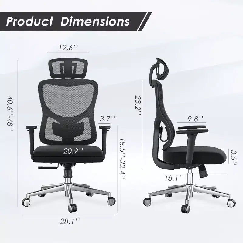 Okak Ergonomic Office Chair, Mesh Desk Chair with Headrest, Adjustable Lumbar Support and Armrests, High Back Gaming Chair for Office, Home