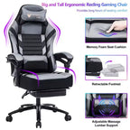 Okak High-Back Gaming Chair, Ergonomic Office Chair with Foldable Footrest, Height-Adjustable Comfy Chair for Study, Gaming Room