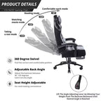 Okak High-Back Gaming Chair, Ergonomic Office Chair with Foldable Footrest, Height-Adjustable Comfy Chair for Study, Gaming Room