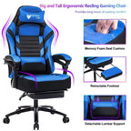 Okak High-Back Gaming Chair, Ergonomic Office Chair with Foldable Footrest, Height-Adjustable Comfy Chair for Study, Gaming Room
