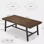Industrial Dining Table for 6~8 People, 78.7 Long Rectangle Dining Tables, Wooden Kitchen Table with Sturdy Metal Frame for Dining Room
