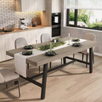 Industrial Dining Table for 6~8 People, 78.7 Long Rectangle Dining Tables, Wooden Kitchen Table with Sturdy Metal Frame for Dining Room