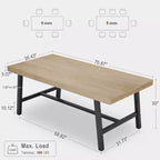 Industrial Dining Table for 6~8 People, 78.7 Long Rectangle Dining Tables, Wooden Kitchen Table with Sturdy Metal Frame for Dining Room