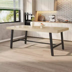 Industrial Dining Table for 6~8 People, 78.7 Long Rectangle Dining Tables, Wooden Kitchen Table with Sturdy Metal Frame for Dining Room