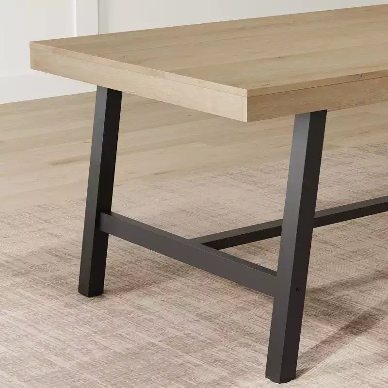 Industrial Dining Table for 6~8 People, 78.7 Long Rectangle Dining Tables, Wooden Kitchen Table with Sturdy Metal Frame for Dining Room