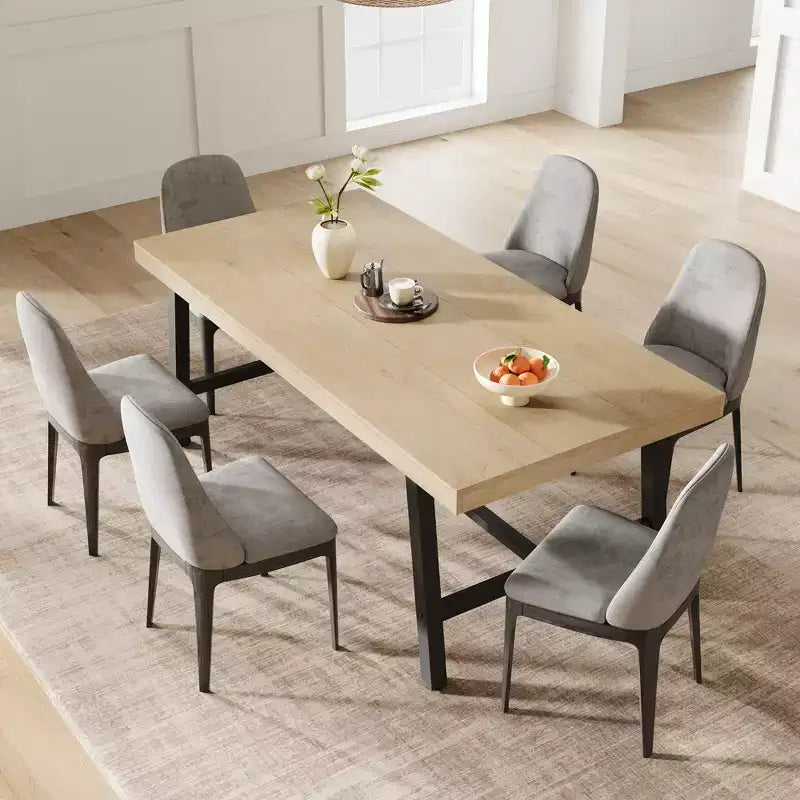 Industrial Dining Table for 6~8 People, 78.7 Long Rectangle Dining Tables, Wooden Kitchen Table with Sturdy Metal Frame for Dining Room