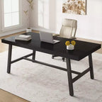 Industrial Dining Table for 6~8 People, 78.7 Long Rectangle Dining Tables, Wooden Kitchen Table with Sturdy Metal Frame for Dining Room