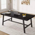 Industrial Dining Table for 6~8 People, 78.7 Long Rectangle Dining Tables, Wooden Kitchen Table with Sturdy Metal Frame for Dining Room