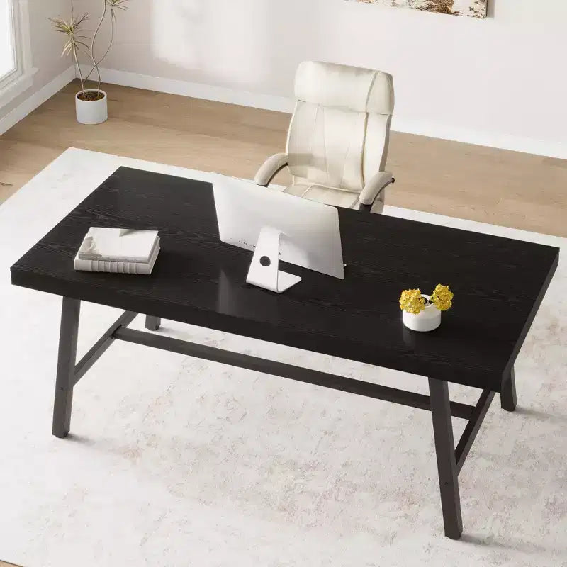 Industrial Dining Table for 6~8 People, 78.7 Long Rectangle Dining Tables, Wooden Kitchen Table with Sturdy Metal Frame for Dining Room