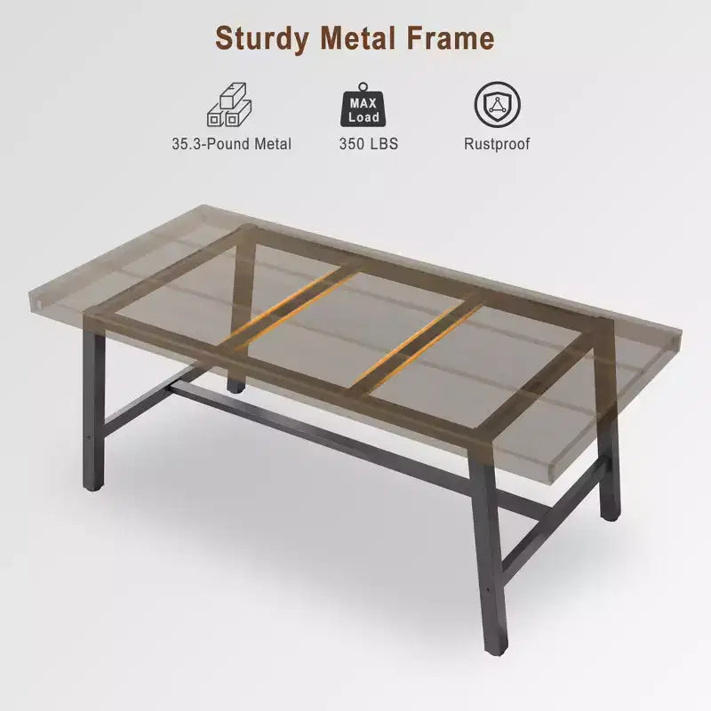 Industrial Dining Table for 6~8 People, 78.7 Long Rectangle Dining Tables, Wooden Kitchen Table with Sturdy Metal Frame for Dining Room