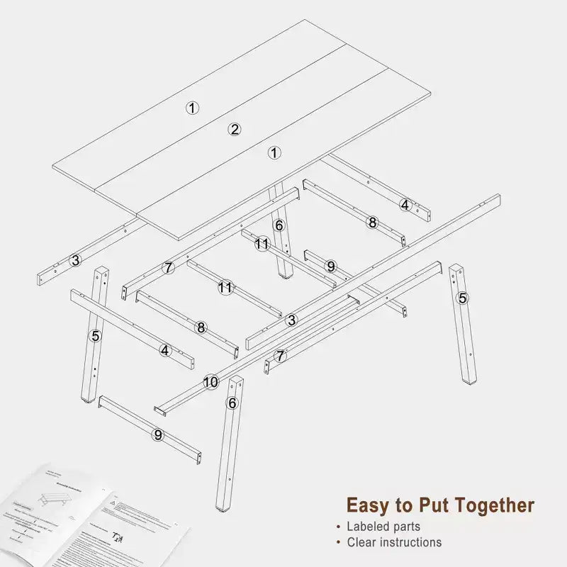 Industrial Dining Table for 6~8 People, 78.7 Long Rectangle Dining Tables, Wooden Kitchen Table with Sturdy Metal Frame for Dining Room