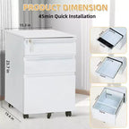 TROPOW 3-Drawer Mobile File Cabinet - Under-Desk Organizer for Home/Office (Unassembled, Fits Letter/Legal/A4)