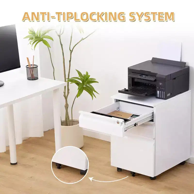 TROPOW 3-Drawer Mobile File Cabinet - Under-Desk Organizer for Home/Office (Unassembled, Fits Letter/Legal/A4)