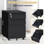 TROPOW 3-Drawer Mobile File Cabinet - Under-Desk Organizer for Home/Office (Unassembled, Fits Letter/Legal/A4)