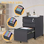 TROPOW 3-Drawer Mobile File Cabinet - Under-Desk Organizer for Home/Office (Unassembled, Fits Letter/Legal/A4)