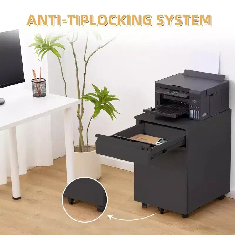 TROPOW 3-Drawer Mobile File Cabinet - Under-Desk Organizer for Home/Office (Unassembled, Fits Letter/Legal/A4)