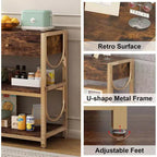 Console Table, Entryway Table - Light Luxury with 2 Drawers & 2 Shelves, Rustic Brown/Gold U-Shaped Frame, Adjustable Feet for Hallway/Living Room