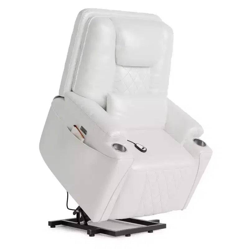 Poltrona reclinabile Sunnyfurn Lift - Reclinazione in pelle PU, 3 posizioni regolabili, tasche laterali, portabicchieri, poltrona Power Lift