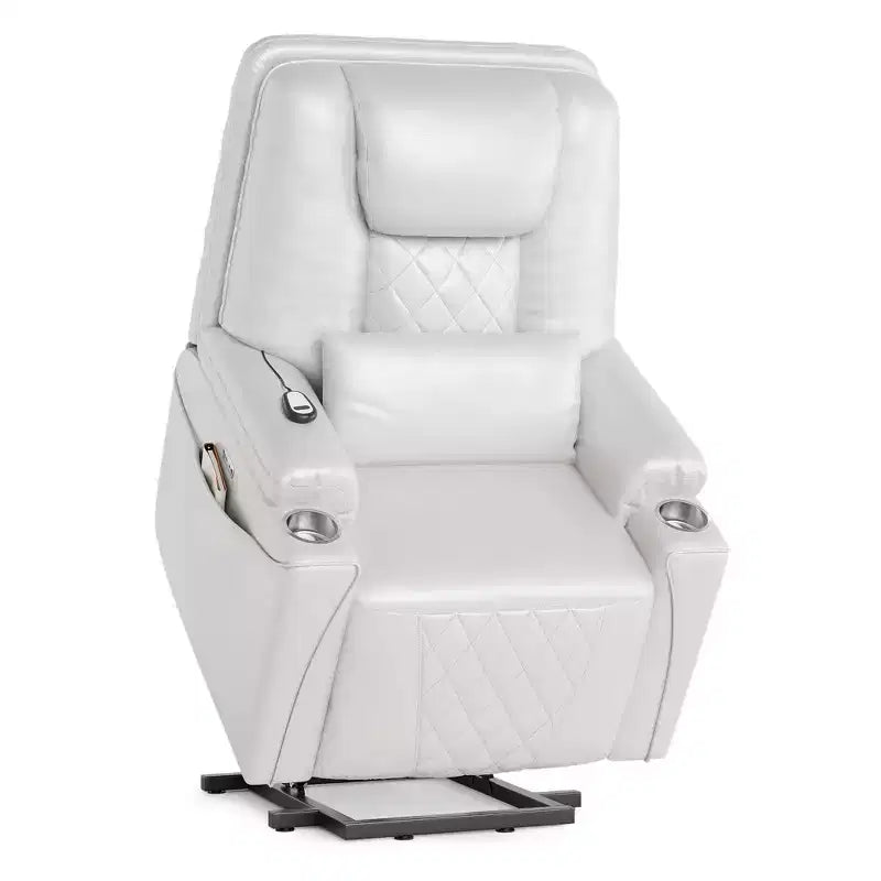 Poltrona reclinabile Sunnyfurn Lift - Reclinazione in pelle PU, 3 posizioni regolabili, tasche laterali, portabicchieri, poltrona Power Lift