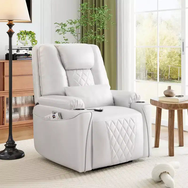 Poltrona reclinabile Sunnyfurn Lift - Reclinazione in pelle PU, 3 posizioni regolabili, tasche laterali, portabicchieri, poltrona Power Lift
