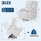 Poltrona reclinabile Sunnyfurn Lift - Reclinazione in pelle PU, 3 posizioni regolabili, tasche laterali, portabicchieri, poltrona Power Lift