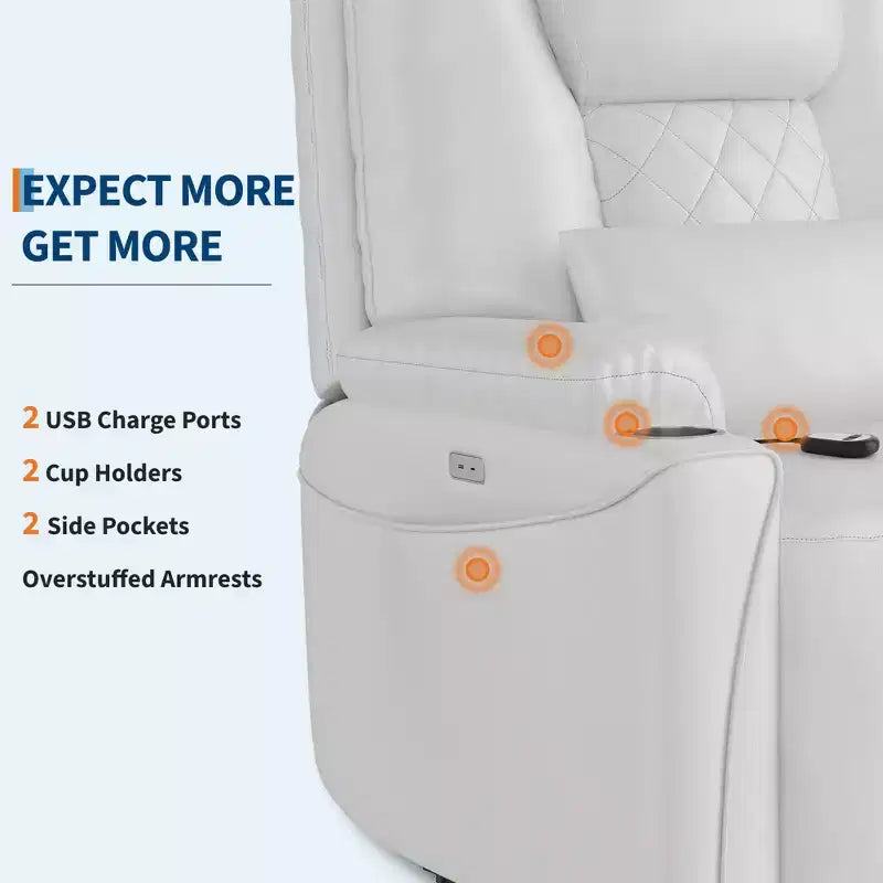 Poltrona reclinabile Sunnyfurn Lift - Reclinazione in pelle PU, 3 posizioni regolabili, tasche laterali, portabicchieri, poltrona Power Lift