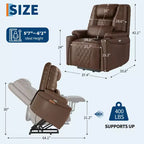 Poltrona reclinabile Sunnyfurn Lift - Reclinazione in pelle PU, 3 posizioni regolabili, tasche laterali, portabicchieri, poltrona Power Lift