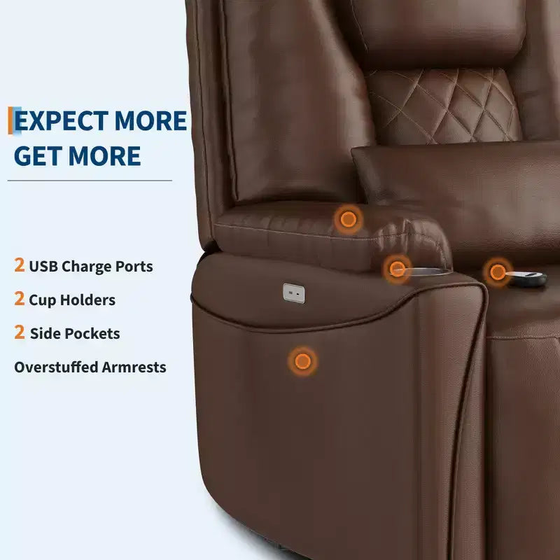 Poltrona reclinabile Sunnyfurn Lift - Reclinazione in pelle PU, 3 posizioni regolabili, tasche laterali, portabicchieri, poltrona Power Lift