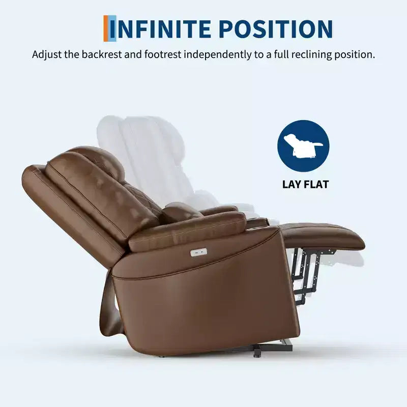Poltrona reclinabile Sunnyfurn Lift - Reclinazione in pelle PU, 3 posizioni regolabili, tasche laterali, portabicchieri, poltrona Power Lift