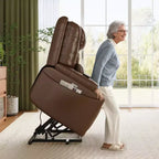 Sunnyfurn Lift Recliner Chair Sofa - PU Leather Reclining, 3 Adjustable Positions, Side Storage Pockets, Cup Holders, Power Lift Chair