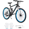 VEVOR Mountain Bike, 26-inch MTB Bicycle with Full Dual Suspension, 21-Speed Twist Shifter,Dual Disc Brakes, Aluminum Alloy Frame , Black&Blue