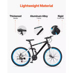 VEVOR Mountain Bike, 26-inch MTB Bicycle with Full Dual Suspension, 21-Speed Twist Shifter,Dual Disc Brakes, Aluminum Alloy Frame , Black&Blue