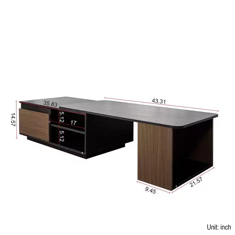 Tavolino allungabile moderno GDFStudio Amelie con 2 cassetti e 2 ripiani