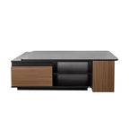 Tavolino allungabile moderno GDFStudio Amelie con 2 cassetti e 2 ripiani