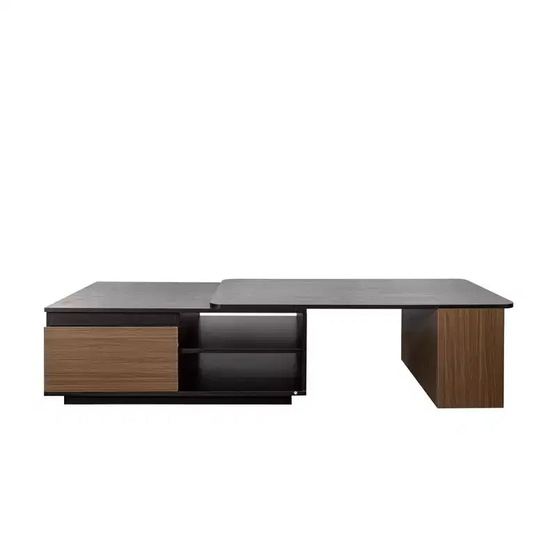 Tavolino allungabile moderno GDFStudio Amelie con 2 cassetti e 2 ripiani