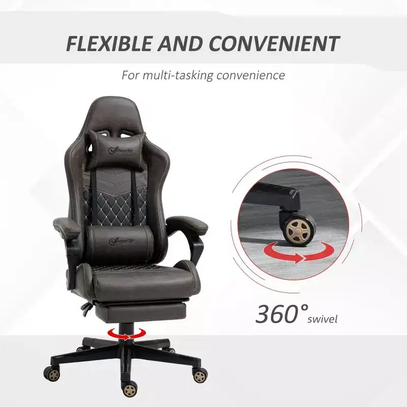 Okak High-Back Gaming Chair with Headrest, Computer Chair with Lumbar Support and Footrest, Office Chair for Study, Reading Room