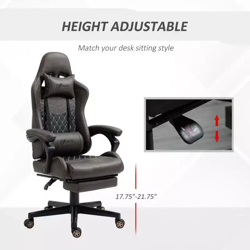 Okak High-Back Gaming Chair with Headrest, Computer Chair with Lumbar Support and Footrest, Office Chair for Study, Reading Room
