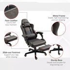 Okak High-Back Gaming Chair with Headrest, Computer Chair with Lumbar Support and Footrest, Office Chair for Study, Reading Room