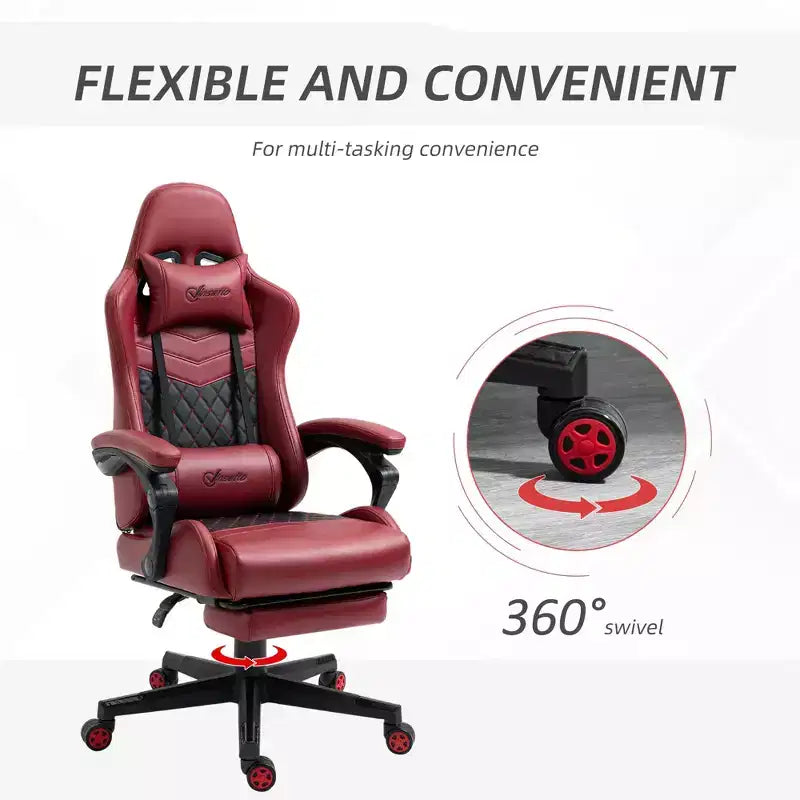 Okak High-Back Gaming Chair with Headrest, Computer Chair with Lumbar Support and Footrest, Office Chair for Study, Reading Room